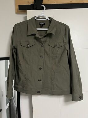 Tribal Olive Green Women's Button-Up Jacket